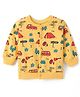 Doodle Poodle 100% Cotton Looper Knit Full Sleeves  Sweatjacket Vehicle Print - Yellow