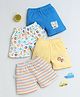BUMZEE Interlock Pack Of 4 Striped & Animals Printed Shorts - Blue & Yellow