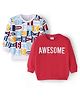 Babyhug Cotton Knit Full Sleeves Sweat Shirts with Text Print Pack of 2 - Multicolour