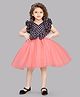 PinkChick Blended Ruffle Sleeves Polka Dots Printed Party Wear Dress - Peach