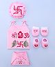 New Born Baby Girl Chhathi Puja Clothing Set Pack of 5- Pink(Print May Vary)
