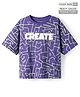 Pine Kids Cotton Knit Half Sleeves T-Shirt With All Over Text Print - Purple