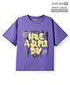 Pine Kids Cotton Knit Half Drop Shoulder Sleeves T-Shirt with Text Print - Purple
