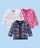 Babyhug 100% Cotton Knit Full Sleeves Front Open Stripes & Heart Printed Vests Pack Of 3 - Multicolour