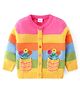 Babyhug Knitted Full Sleeves Front Open Sweater With Floral Design - Multicolour