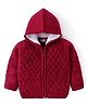 Babyhug Knitted Full Sleeves Front Open Hooded Sweater With Cable Knit Design - Maroon