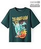 Pine Kids Cotton Knit Half Sleeves T-Shirt With Dino Print - Dark Green