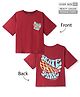 Pine Kids Cotton Knit Half Sleeves T-Shirt with Text Print - Maroon