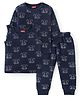 Babyhug Full Sleeves Vest Pullover & Thermal Wear Pant Animal Print Pack Of 3 - Navy Blue