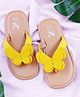 The Madras Trunk Butterfly Applique Detailed Flip Flops - Tan & Yellow