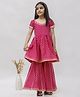 FlyFinns Cotton Half Sleeves Floral Motif Printed & Gota Lace Embellished Kurta & Sharara Set - Pink