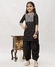 FlyFinns Three Fourth Sleeves Abstract Printed & Sequins Embellished Kurta & Dhoti Set - Black