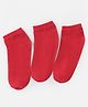 Pine Kids Knit Antimicrobial Ankle Length Solid Colour Socks Pack of 3 - Red