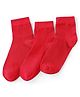 Pine Kids Knit Antimicrobial High Ankle Length Solid Colour Socks Pack of 3 - Red