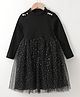 Kookie Kids Full Sleeves Party Frock with Sequin & Button Detailing - Black