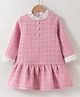 Mark & Mia Full Sleeves Textured Party Frock with Button Detailing - Pink