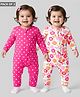 Babyhug 100% Cotton Knit Full Sleeves Romper with Floral Print Pack of 2 - Multicolour