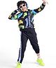 Ollington St. 100% Cotton Knit Full Sleeves Text Printed Hooded Sweatshirt & Joggers Set - Black