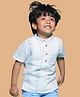 Greendeer Half Sleeves Tie Dye Kurta Shirt - Blue & White