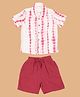 Greendeer Half Sleeves Tie Dye Shirt With Solid Shorts Set - Nobel Red