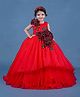 Li&Li BOUTIQUE Organza Sleeveless Pearl Embellished Floral Applique Embellished Gown With Headband - Red & Maroon
