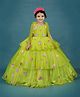 Li&Li BOUTIQUE Sleeveless Hearts Applique Detailed & Pearl Embellished Layered Gown With Headband - Lime Green & Pink