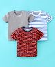 Rikidoos Embosis Hosiery Pack Of 3 Half Sleeves Striped & Solid Tees - Multi Colour