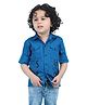 Polka Tots Full Sleeves Typography Printed Shirt - Blue