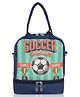 Echo Boomers Double Layer Insulated Tiffin Lunch Bag - Purple Soccer Championship Print, Multi Pockets & Long Strap
