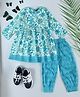 Bella Moda Three Fourth Sleeves Floral Printed Kurta Pant Set - Blue
