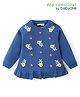 Babyoye Knitted Full Sleeves Pullover Sweater with Floral Embroidery - Navy Blue
