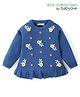 Babyoye Knitted Full Sleeves Pullover Sweater with Floral Embroidery - Navy Blue