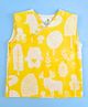 Keebee Organics Sleeveless Animals Printed Organic Cotton Jhabla - Yellow
