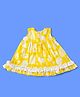 Keebee Organics Sleeveless Animals Printed & Lace Embellished Organic Cotton Dress - Yellow