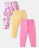 Babyhug Cotton Lycra Knit Stretchable Leggings Floral Print Pack of 3 - Pink & Yellow
