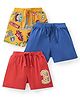 Babyhug Cotton Knit Shorts  with Number & Text Print Pack of 3 - Blue Red & Yellow