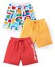 Babyhug Cotton Knit Shorts with Geometrical Print Pack of 3 - Red Yellow & White