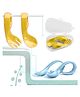 Babymoon Learn to Eat Baby Self Feeding Set, Silicone Spoon and Fork along with Storage Box Pack of 2 - Yellow-Blue
