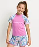Pine Active Half Sleeves Two Piece Swimsuit with Abstract Print -  Pink