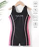 Pine Active Sleeveless Legged Swimsuit Text Print - Black