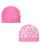 Babyhug 100% Cotton Interlock Knit Polka Dots & Floral Print Caps Pack of 2 - Pink