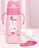 R for Rabbit Steebo Safari Premium Stainless Steel Water Sipper for Baby, Spill Proof BPA Free Soft Silicone Straw Drinking Sipper for Kids of 12+ Months (500ml, Pink Bunny)