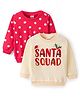 Babyhug Cotton Knit Full Sleeves Sweatshirt With Christmas Theme & Polka Dot Print Pack of 2 - Red & Cream
