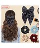 LYKAA Large Satin Hair Bow with Pearls Long-tail Satin Silk Scrunchies Hair Bands Ponytail Holder Rubber Band Accessories - Pack of 3