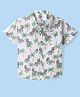 Babyhug Cotton Woven Half Sleeves Shirt With Zebra  Print - White