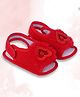 Coco Candy Heart Applique Detailed Velcro Closure Booties - Red