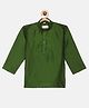 THANGAMAGAN Art Silk Full Sleeves Solid Kurta - Dark Olive Green