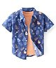 Babyhug Cotton Woven Half Sleeves  Printed Shirt with T Shirt - Blue & Peach
