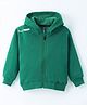 Little Kangaroos Knitted Full Sleeves Solid Color Hooded Sweatjacket - Green