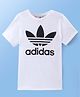 Adidas Kids Cotton Knit Half Sleeves T-Shirt With Logo Print -White